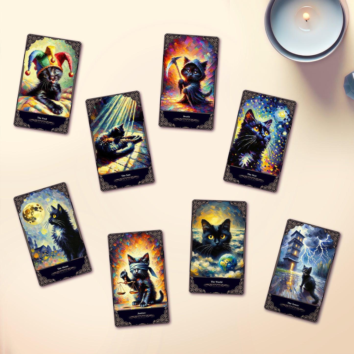 Black Cat Tarot for Beginners | 22 Card Major Arcana Deck and Guidebook