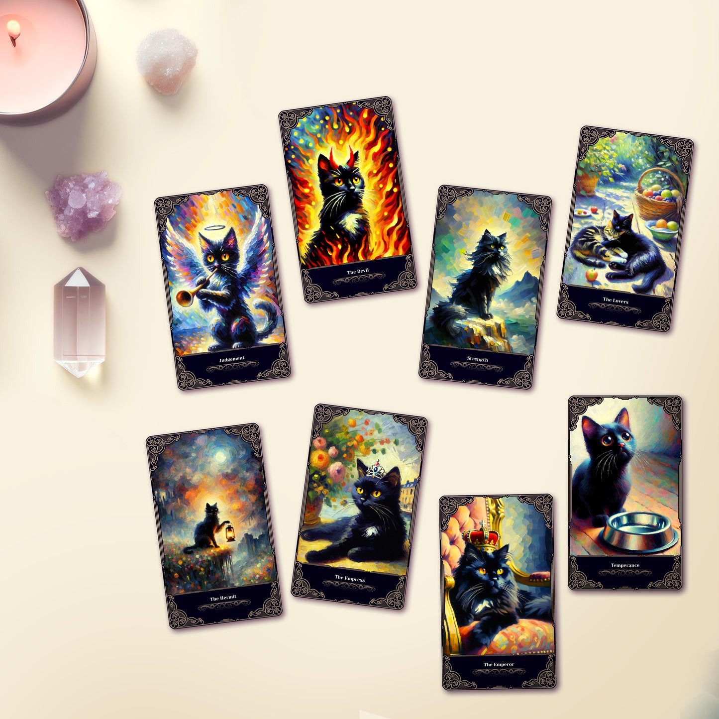 Black Cat Tarot for Beginners | 22 Card Major Arcana Deck and Guidebook