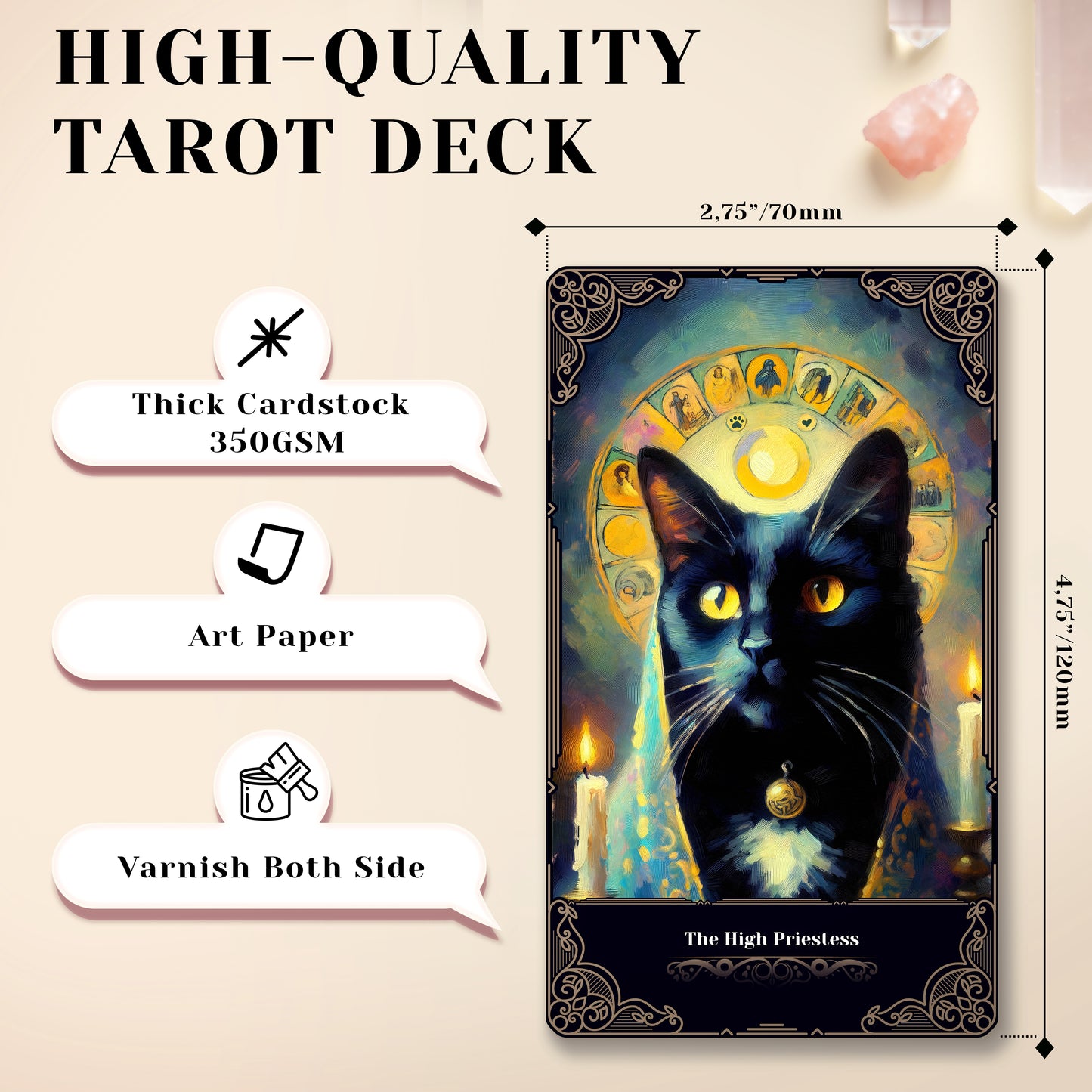 Black Cat Tarot for Beginners | 22 Card Major Arcana Deck and Guidebook